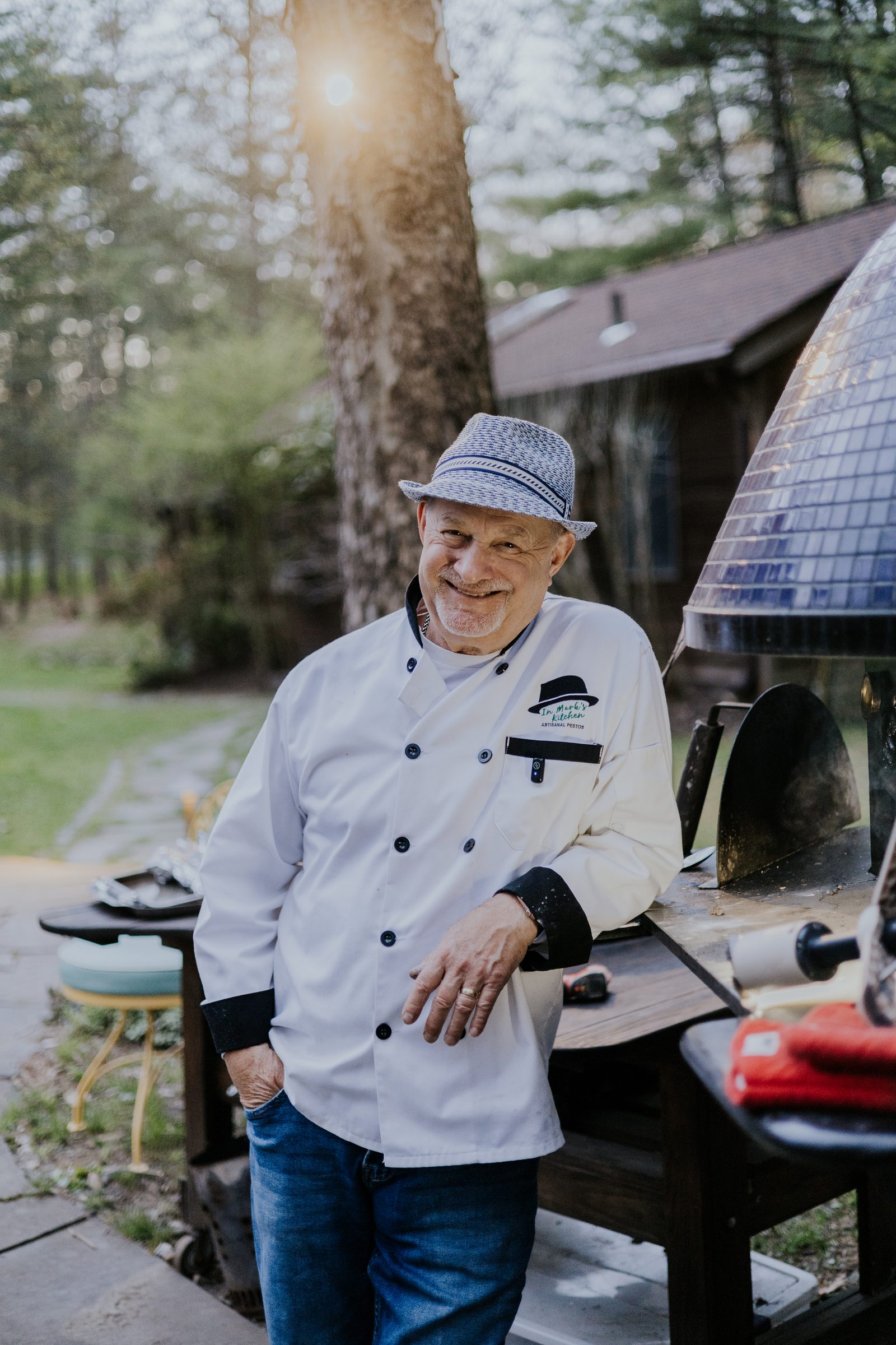Mark Goldfarb outside his wood-fired oven in Woodstock